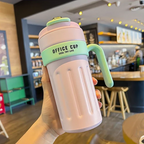 650ml Stainless Steel Temperature Display Coffee Cup - Pink