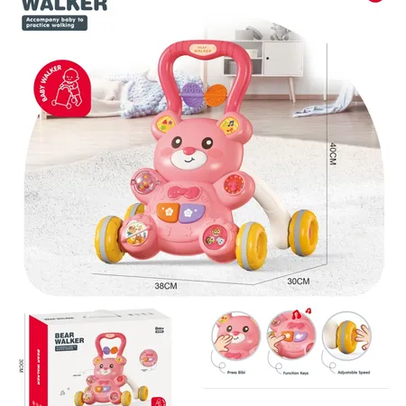Bear Theme Baby Musical Walker - Pink