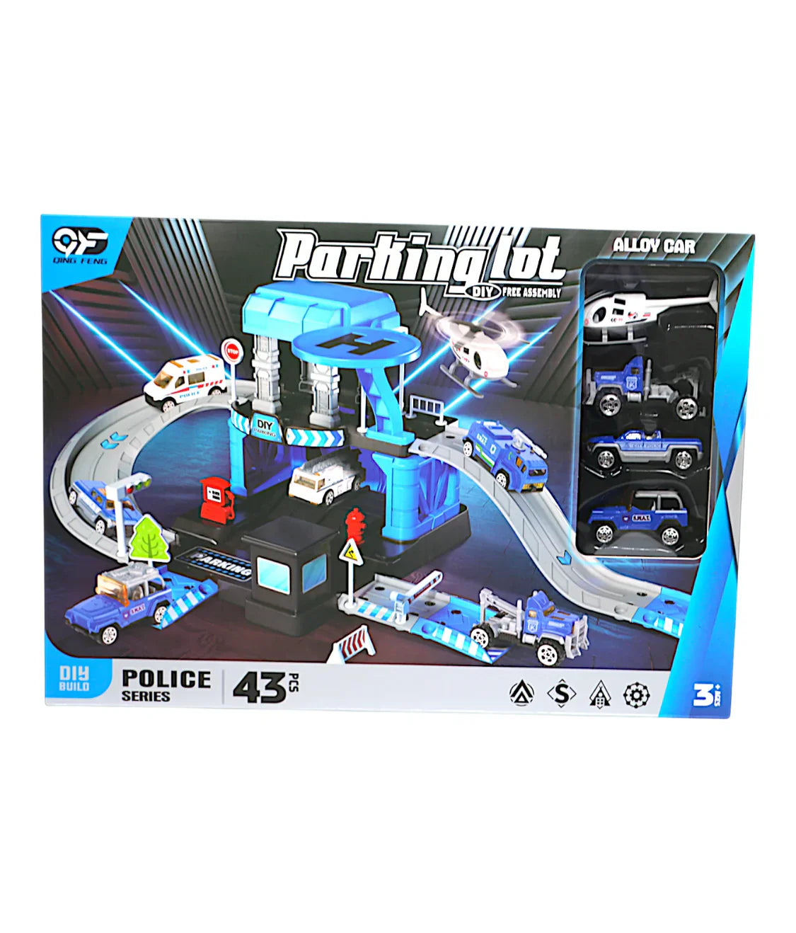 47Pcs DIY Manual Police Parking Lot Track Set