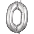 16" Silver Number 0 Foil Balloon - 10Pcs