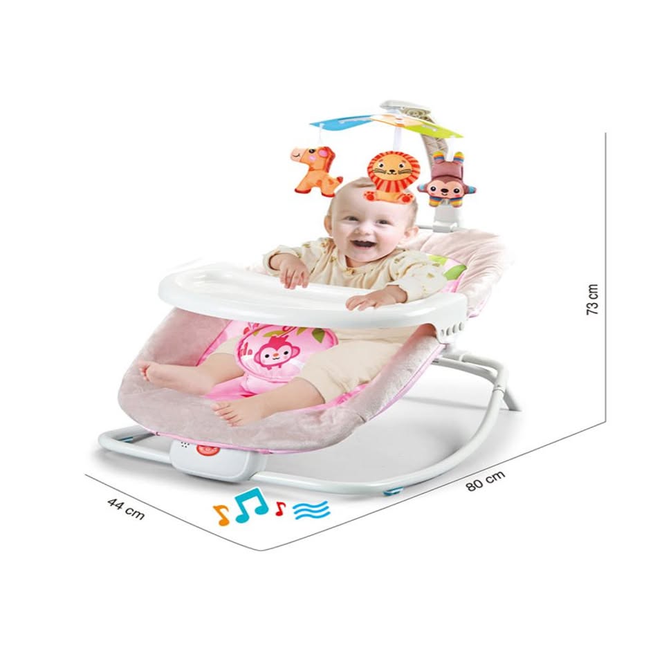 Multi-functional 2in1 Musical Baby Rocking Cradle - Pink