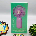 6" Rechargeable Mini Flower Theme Handheld Fan With Light