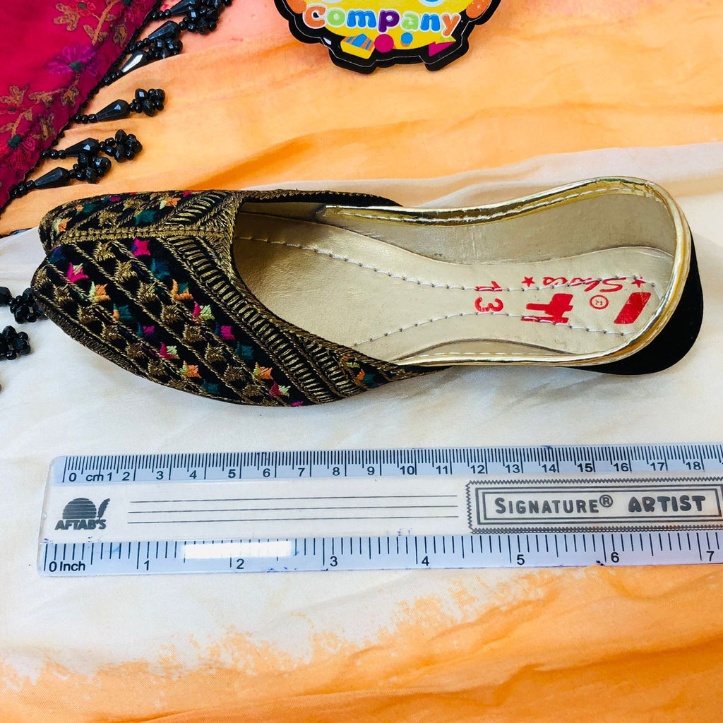 Hand-Made Multani Khussa For Girls - Multi Black