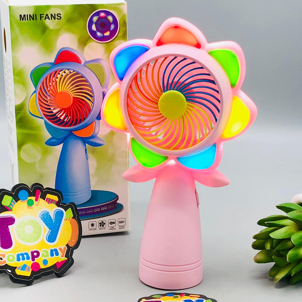 7" Rechargeable Seven Color Flower Mini Cooling Fan