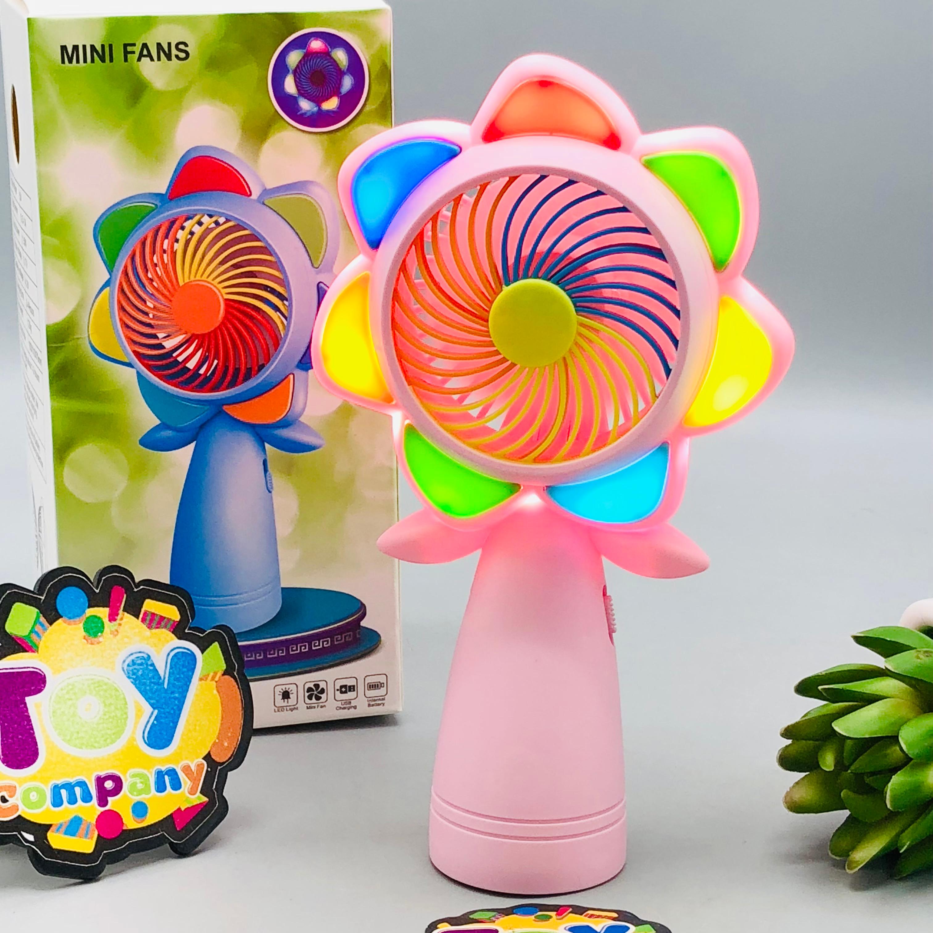 7" Rechargeable Seven Color Flower Mini Cooling Fan