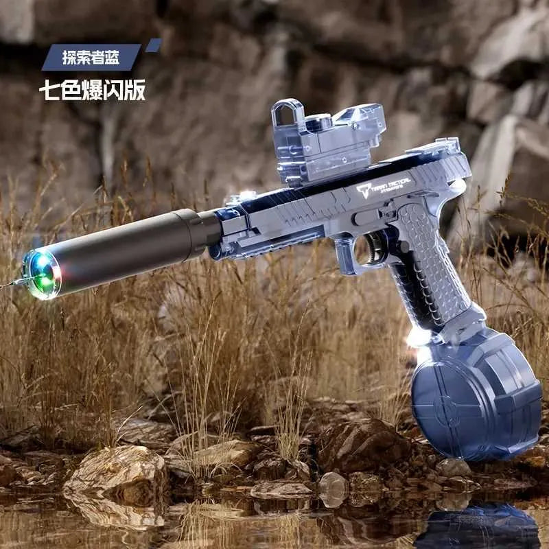 Electric Burst Water Shooting Gun With Colorful Light Silencer