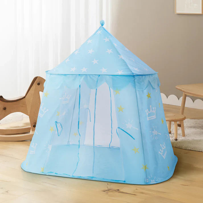 Kids Foldable Castle Play Tent House With Storage Bag - Blue