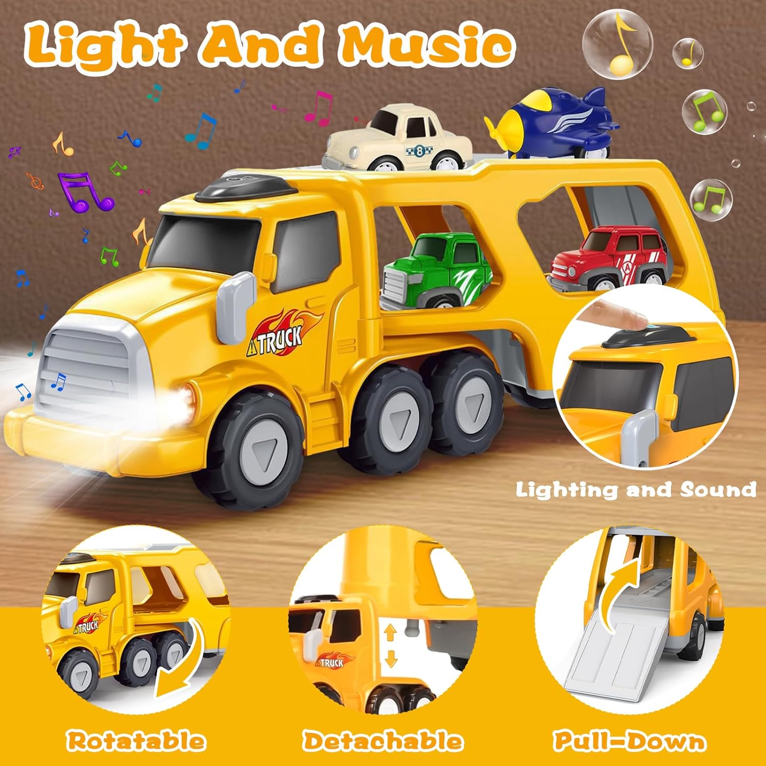 ABS Inertial Double-Decker Truck With 6Pcs Vehicles