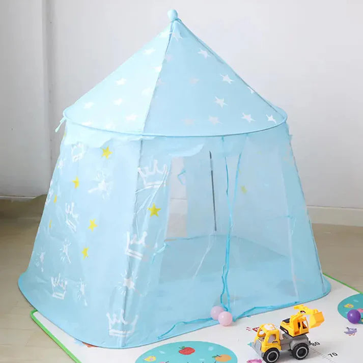 Kids Foldable Castle Play Tent House With Storage Bag - Blue