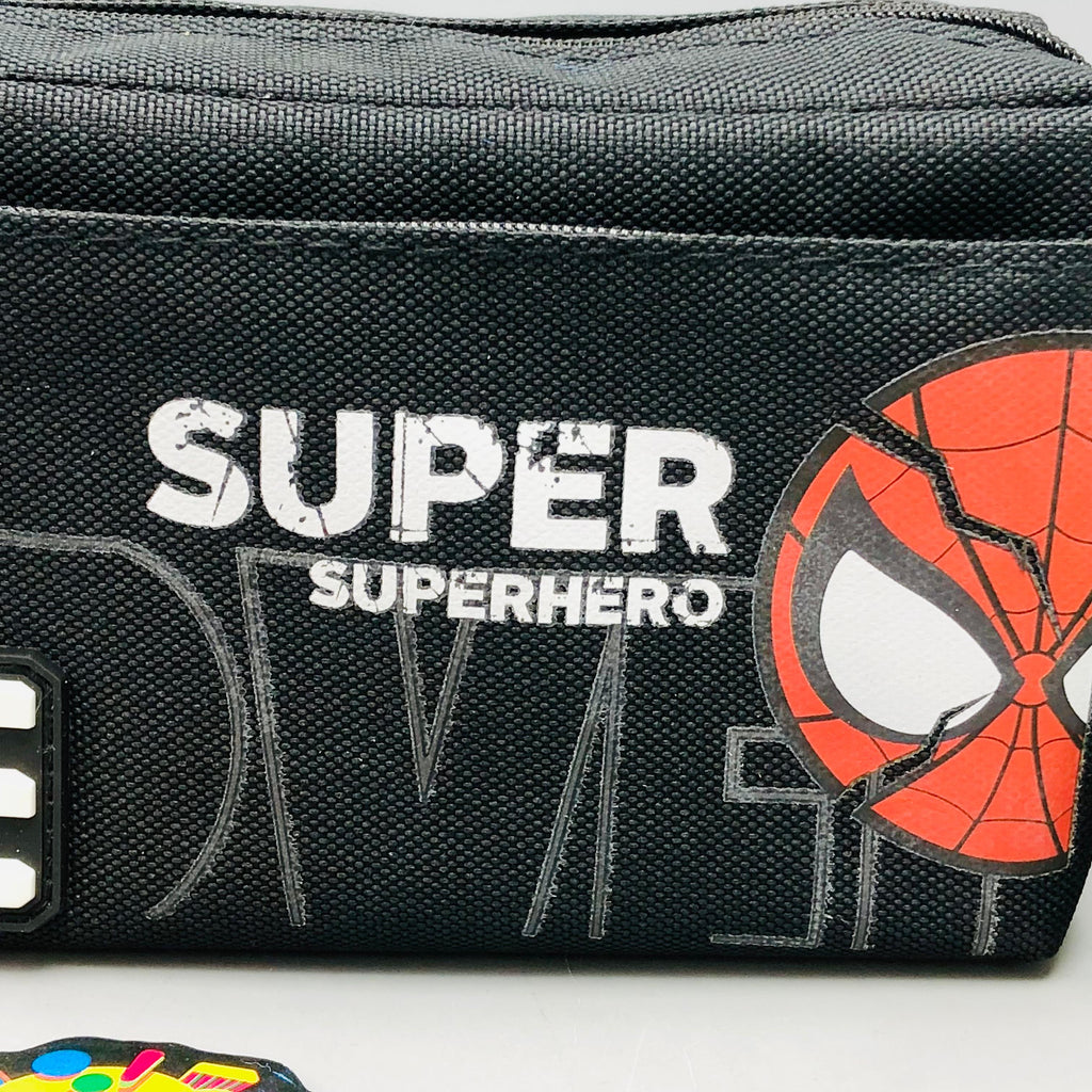Premium Super Hero Themed 3 Zips Kids Pencil Pouch