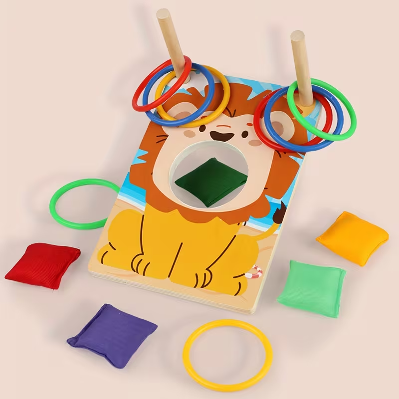 Wooden 2in1 Ring Toss & Sand Bag Throwing Game Board