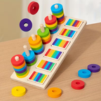 Wooden Montessori Color Matching Pillar Pair Set